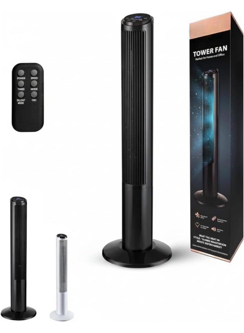 م.ا & ف'س مروحة عمودية مقاس 41 بوصة مع شاشة LED، مروحة هادئة بقوة 50 واط بثلاث سرعات، مروحة تبريد مزودة بوظيفة مؤقت، مروحة متأرجحة بزاوية 75 درجة للمنزل وغرفة المعيشة والمكتب (أسود) - Image 1